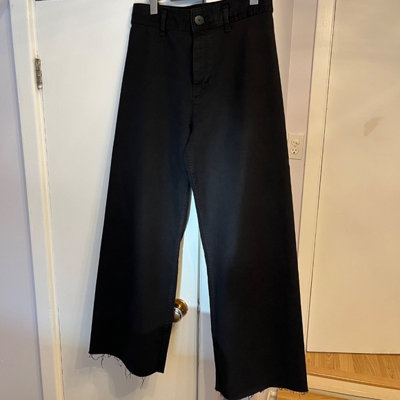 Zara 10/42 wide-leg black jeans with frayed hem - Picture 7 of 16